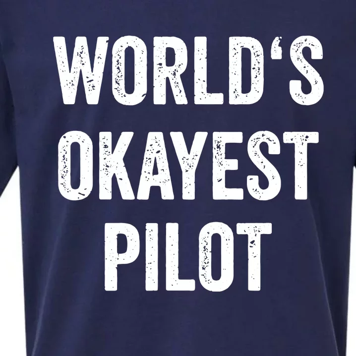 Worlds Okayest Pilot Flying Aviation Tee Funny Pilot Sueded Cloud Jersey T-Shirt