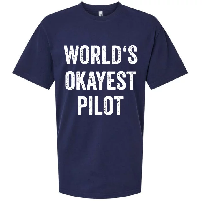 Worlds Okayest Pilot Flying Aviation Tee Funny Pilot Sueded Cloud Jersey T-Shirt