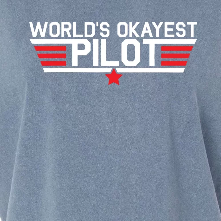 Worlds Okayest Pilot Funny Aviator Aviation Flying Garment-Dyed Women's Muscle Tee