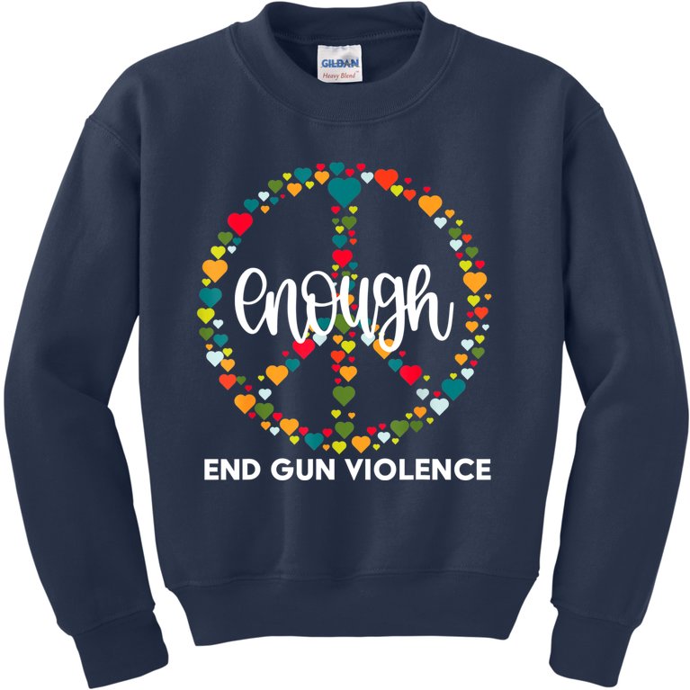 Wear Orange Peace Sign Enough End Gun Violence Kids Sweatshirt