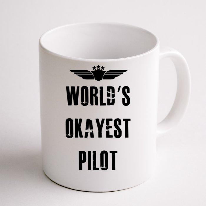 Worlds Okayest Pilot Funny Flying Aviation Front & Back Coffee Mug