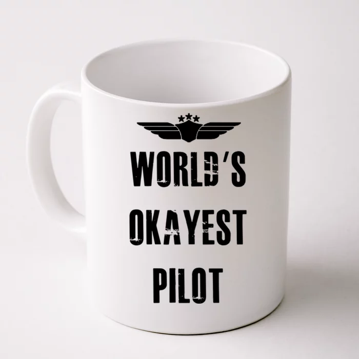 Worlds Okayest Pilot Funny Flying Aviation Front & Back Coffee Mug