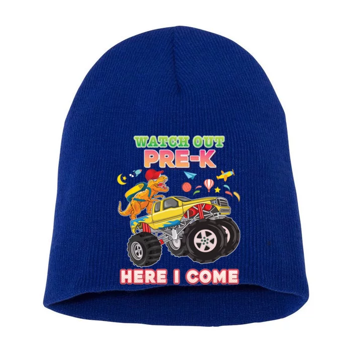 Watch Out PreK Here I Come Dinosaur Monster Car Back To Cute Gift Short Acrylic Beanie