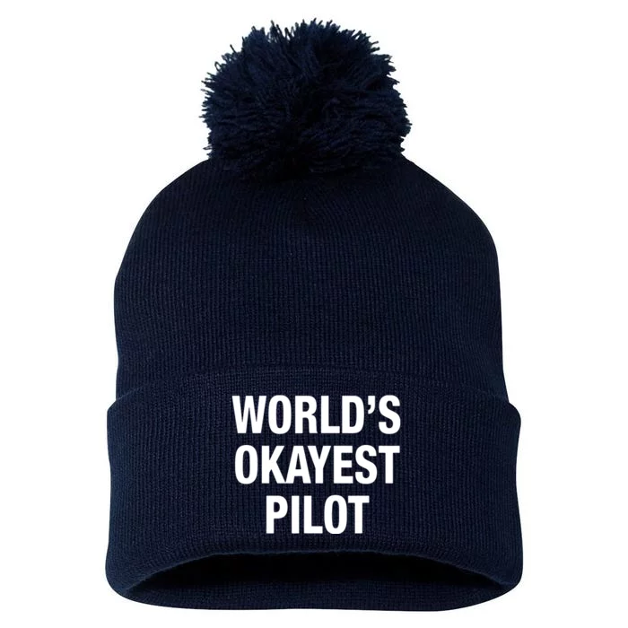 Worlds Okayest Pilot Pom Pom 12in Knit Beanie