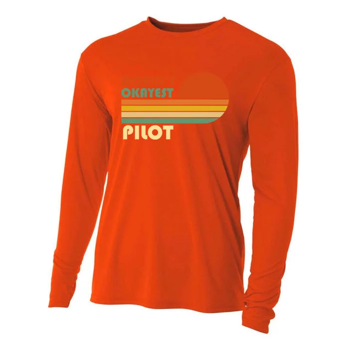 Worlds Okayest Pilot Funny Retro Funny Gift Cooling Performance Long Sleeve Crew