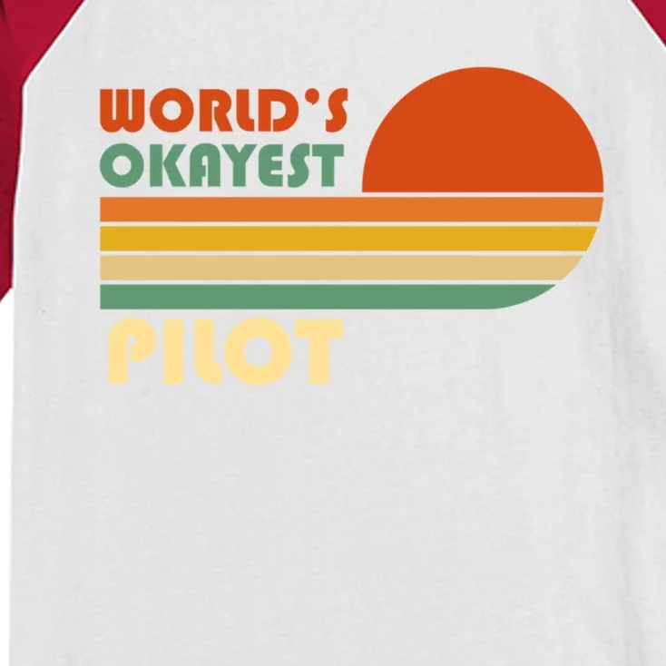 Worlds Okayest Pilot Funny Retro Funny Gift Kids Colorblock Raglan Jersey