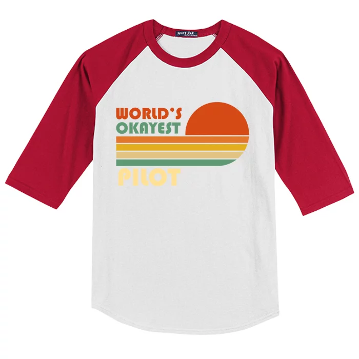 Worlds Okayest Pilot Funny Retro Funny Gift Kids Colorblock Raglan Jersey