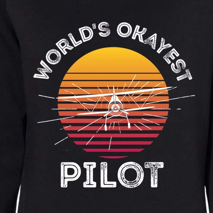 Worlds Okayest Pilot Gift Womens California Wash Sweatshirt