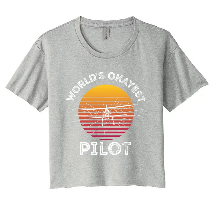 Worlds Okayest Pilot Gift Women's Crop Top Tee