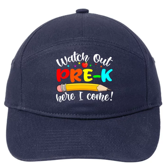 Watch Out PreK Here I Come First Day Back To School Gift 7-Panel Snapback Hat