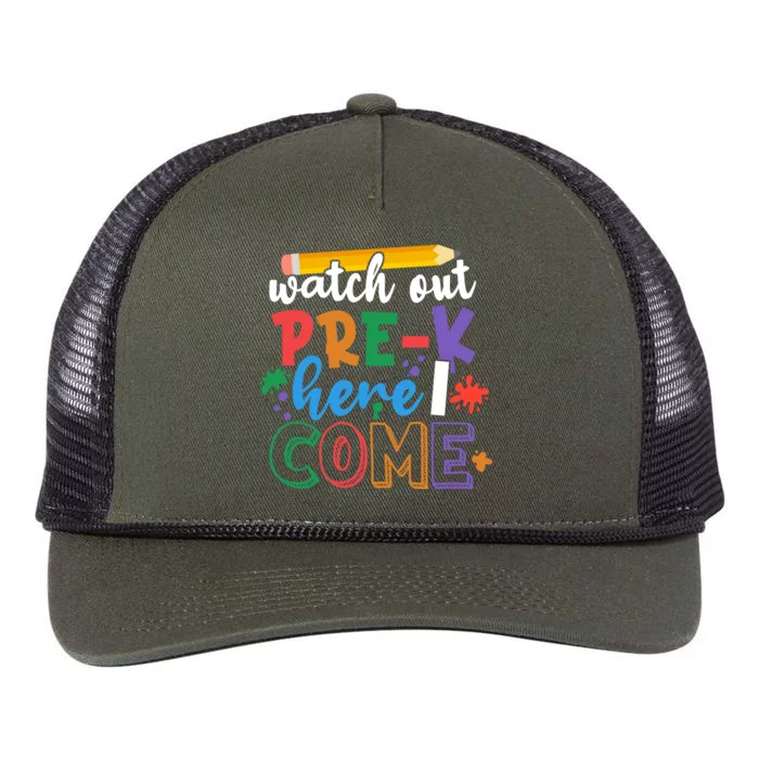 Watch Out PreK Here I Come First Day Of PreK Gift Retro Rope Trucker Hat Cap