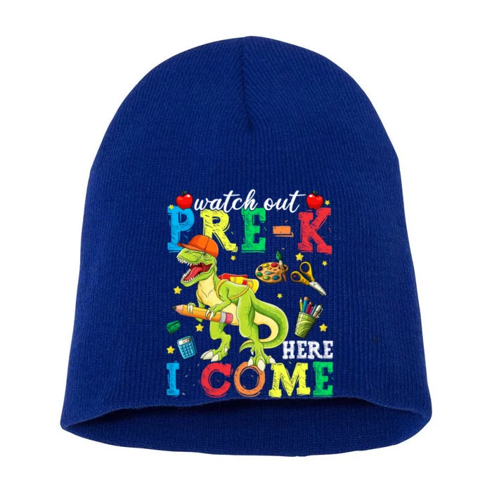 Watch Out PreK Here I Come Funny Dinosaur Back To School Funny Gift Short Acrylic Beanie