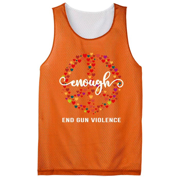 Wear Orange Peace Sign Enough End Gun Violence Mesh Reversible Basketball Jersey Tank