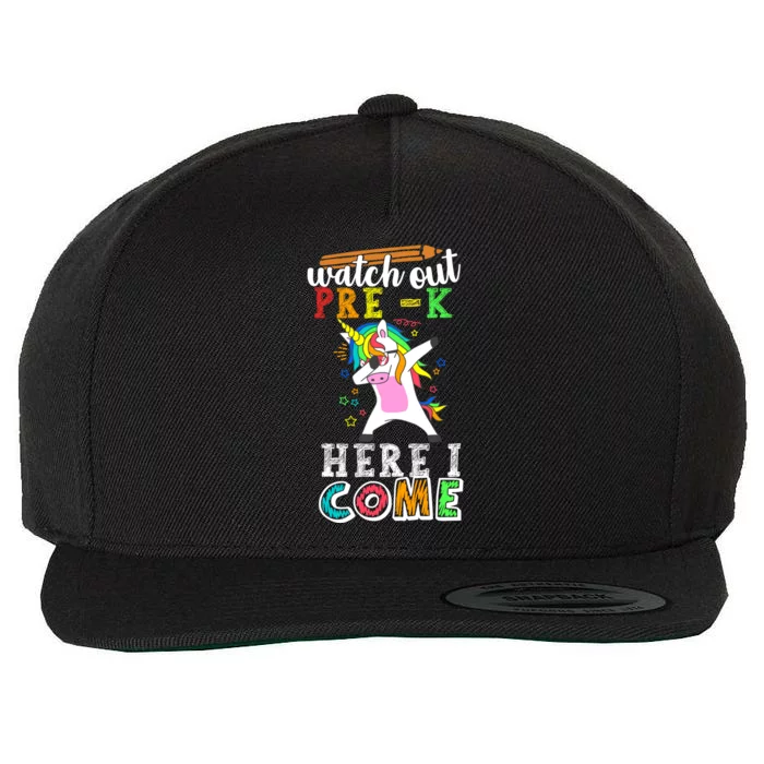 Watch Out PreK Here I Come Funny Unicorn Back To School Funny Gift Wool Snapback Cap