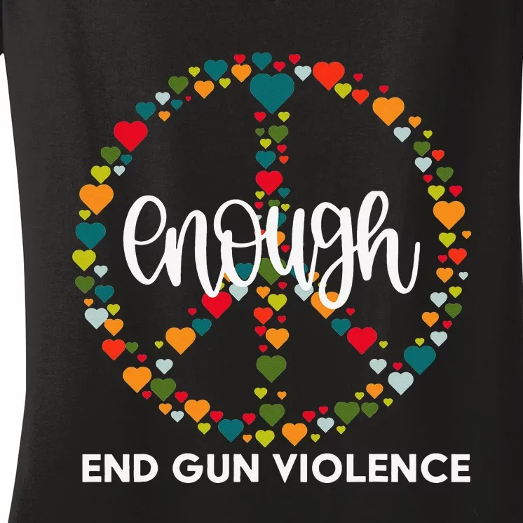 Wear Orange Peace Sign Enough End Gun Violence Women's V-Neck T-Shirt