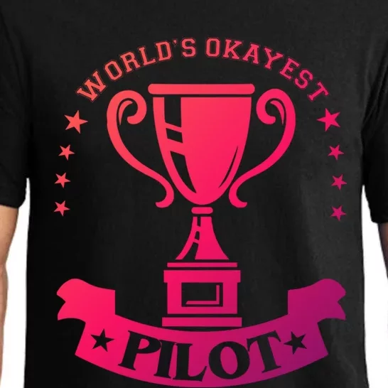 Worlds Okayest Pilot Plane Aviation Gift Pajama Set