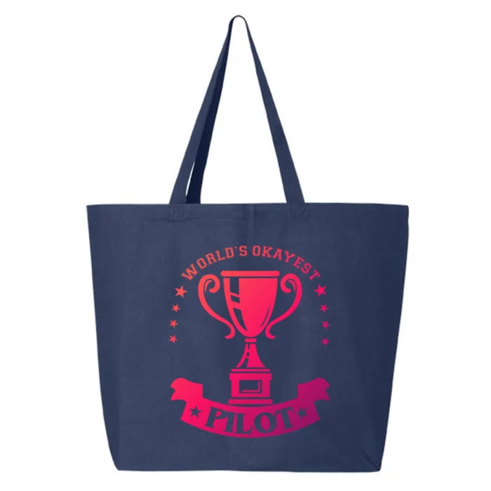 Worlds Okayest Pilot Plane Aviation Gift 25L Jumbo Tote