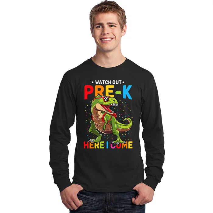 Watch Out PreK Here I Come Dinosaur Back to School Long Sleeve Shirt