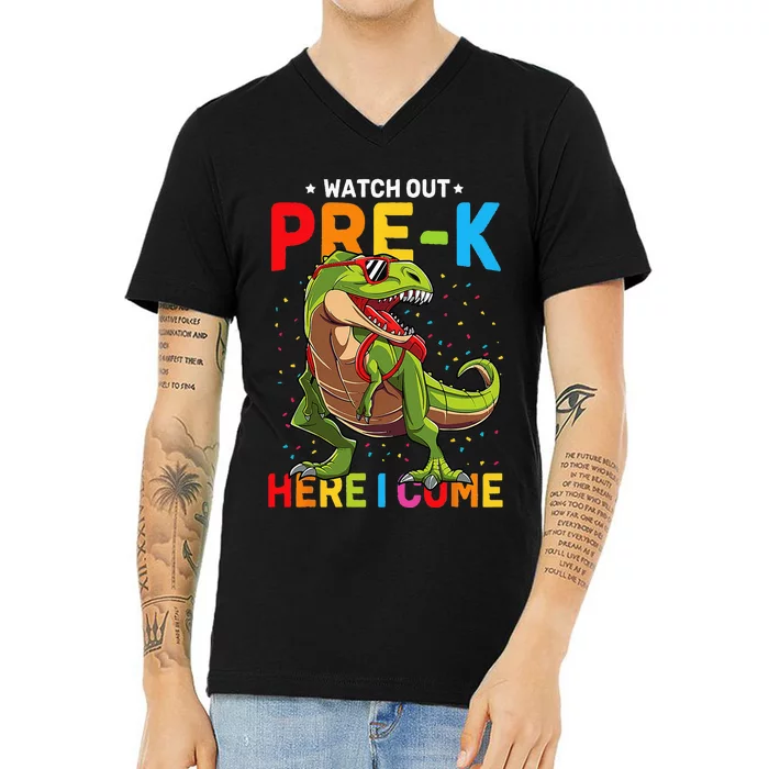 Watch Out PreK Here I Come Dinosaur Back to School V-Neck T-Shirt