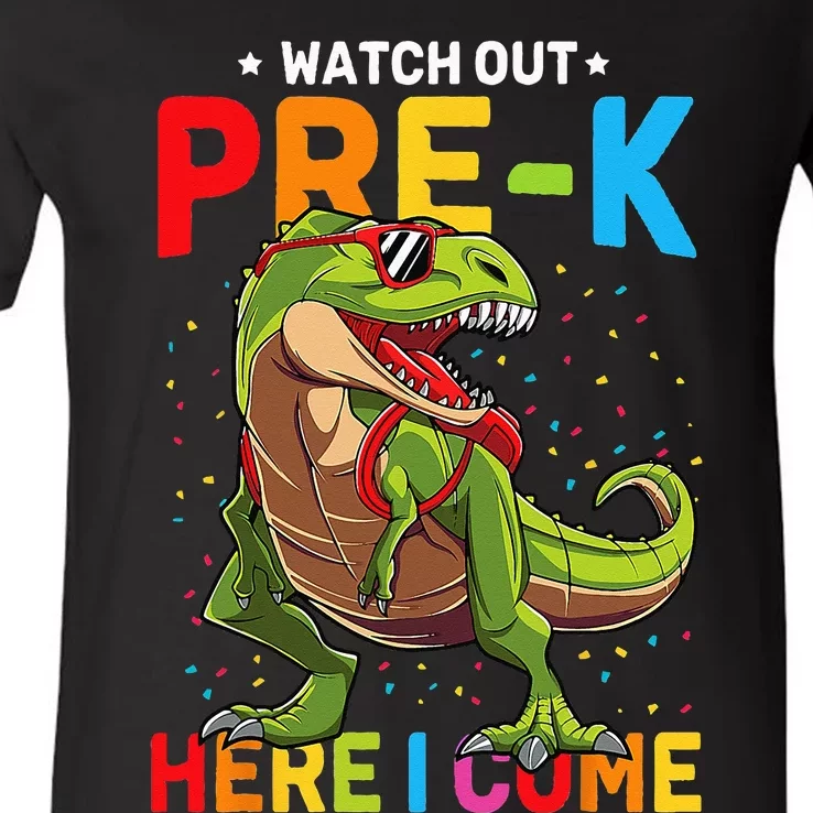 Watch Out PreK Here I Come Dinosaur Back to School V-Neck T-Shirt