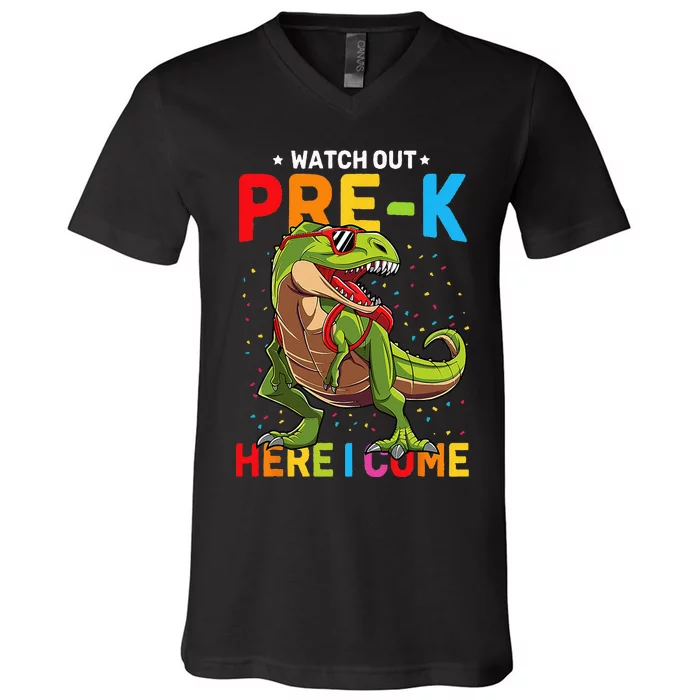 Watch Out PreK Here I Come Dinosaur Back to School V-Neck T-Shirt