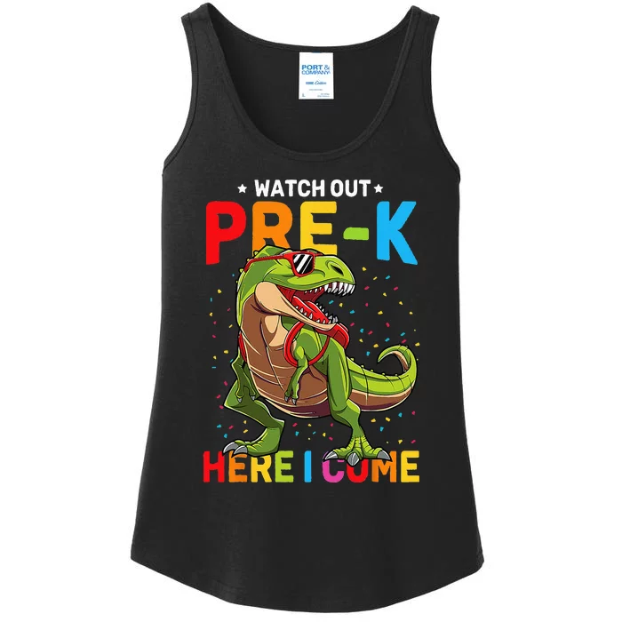 Watch Out PreK Here I Come Dinosaur Back to School Ladies Essential Tank