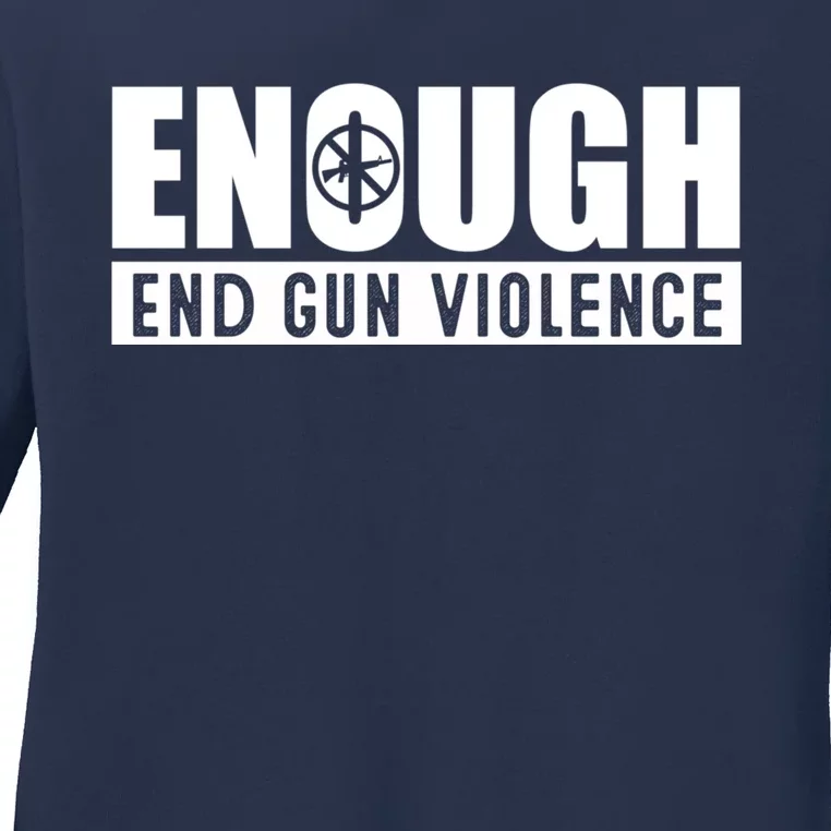 Wear Orange Peace Sign Enough End Gun Violence Ladies Long Sleeve Shirt