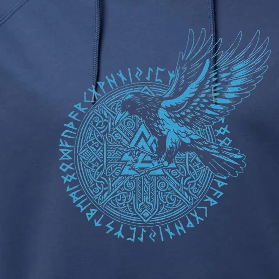 Walhalla Odins Runes Valknut Wotans Knot Viking Performance Fleece Hoodie