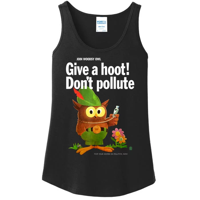 Woodsy Owl Retro Give A Hoot Don't Pollute Ladies Essential Tank