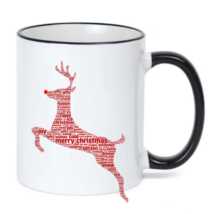 Wordy Reindeer Christmas Black Color Changing Mug