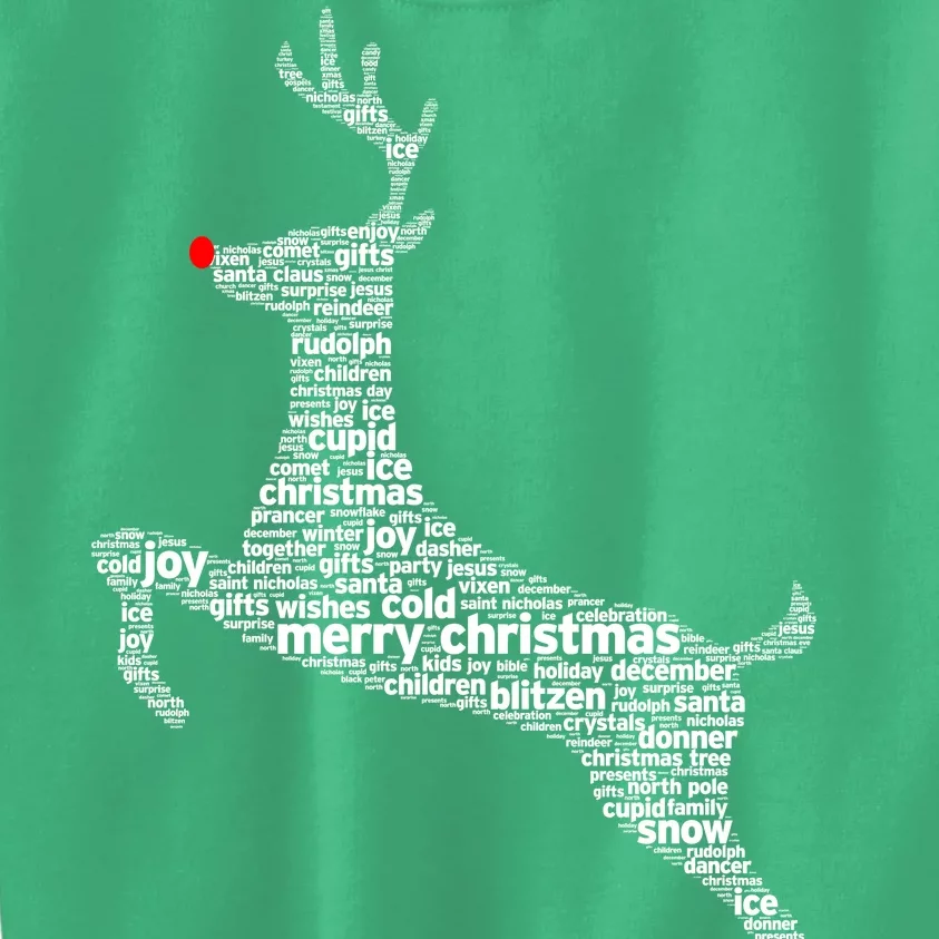 Wordy Reindeer Christmas Kids Sweatshirt