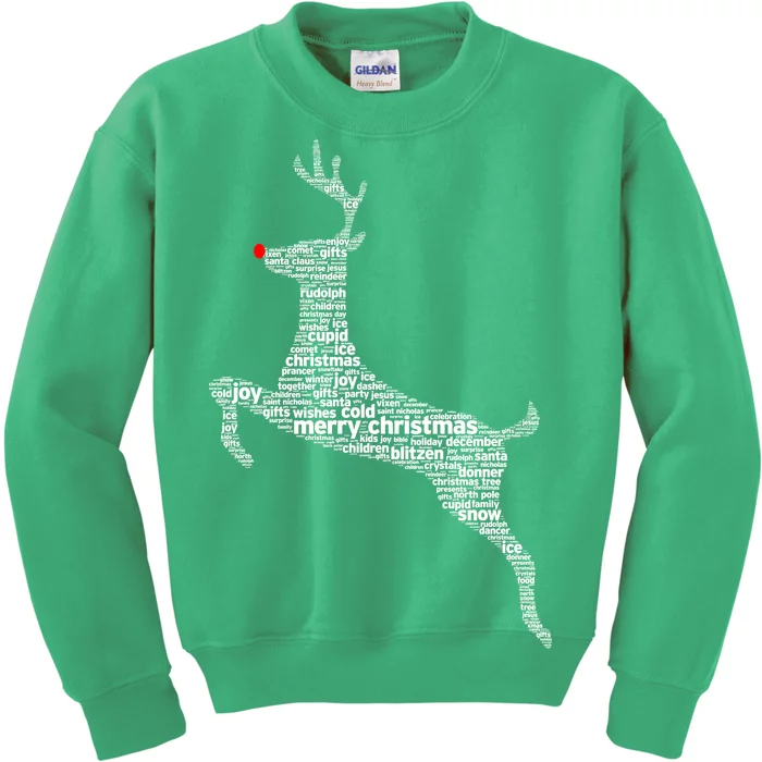 Wordy Reindeer Christmas Kids Sweatshirt