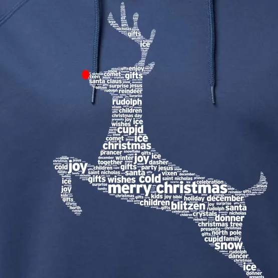 Wordy Reindeer Christmas Performance Fleece Hoodie