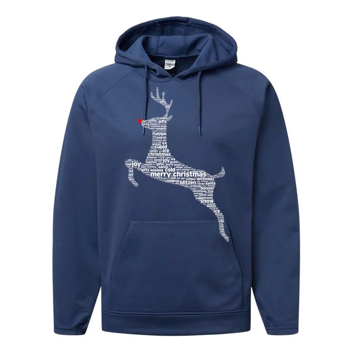 Wordy Reindeer Christmas Performance Fleece Hoodie