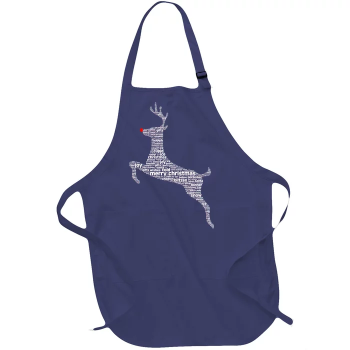 Wordy Reindeer Christmas Full-Length Apron With Pocket