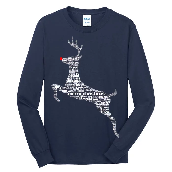 Wordy Reindeer Christmas Tall Long Sleeve T-Shirt