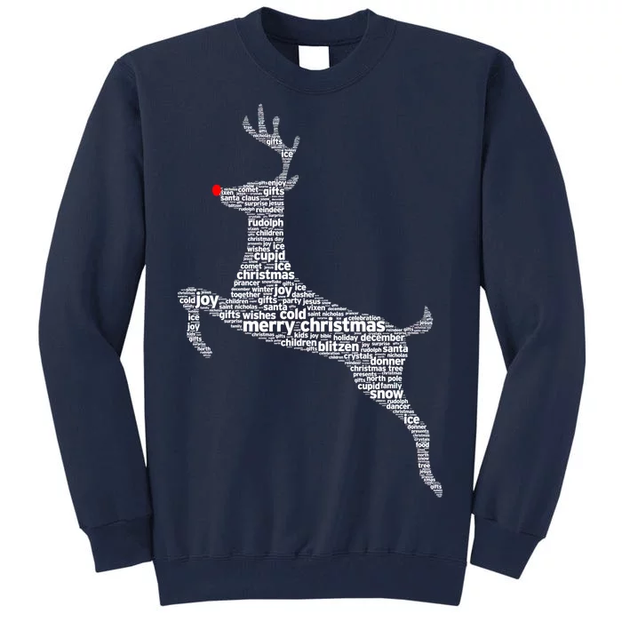 Wordy Reindeer Christmas Tall Sweatshirt