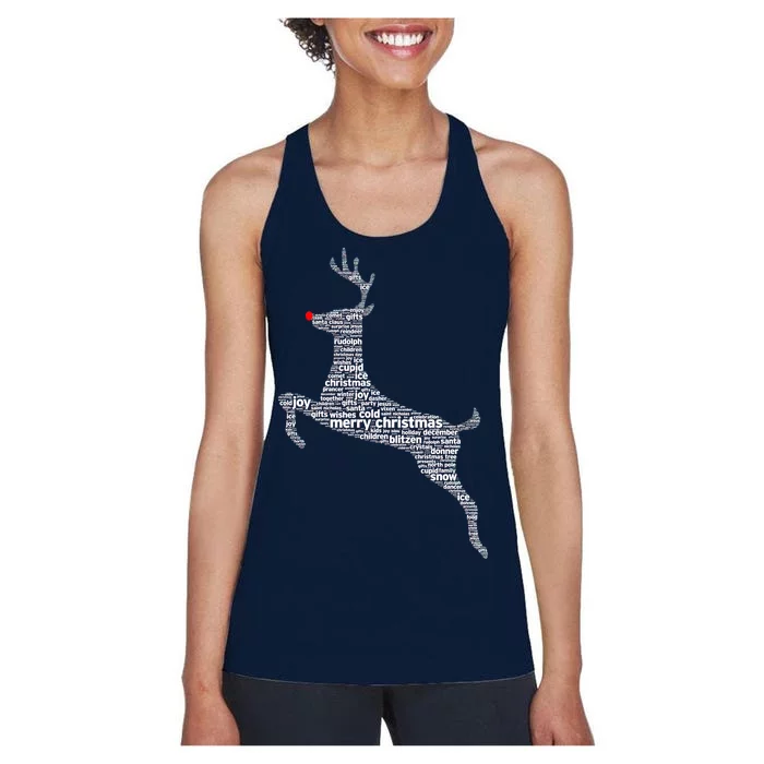 Wordy Reindeer Christmas Women's Racerback Tank