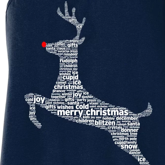 Wordy Reindeer Christmas Women's Racerback Tank