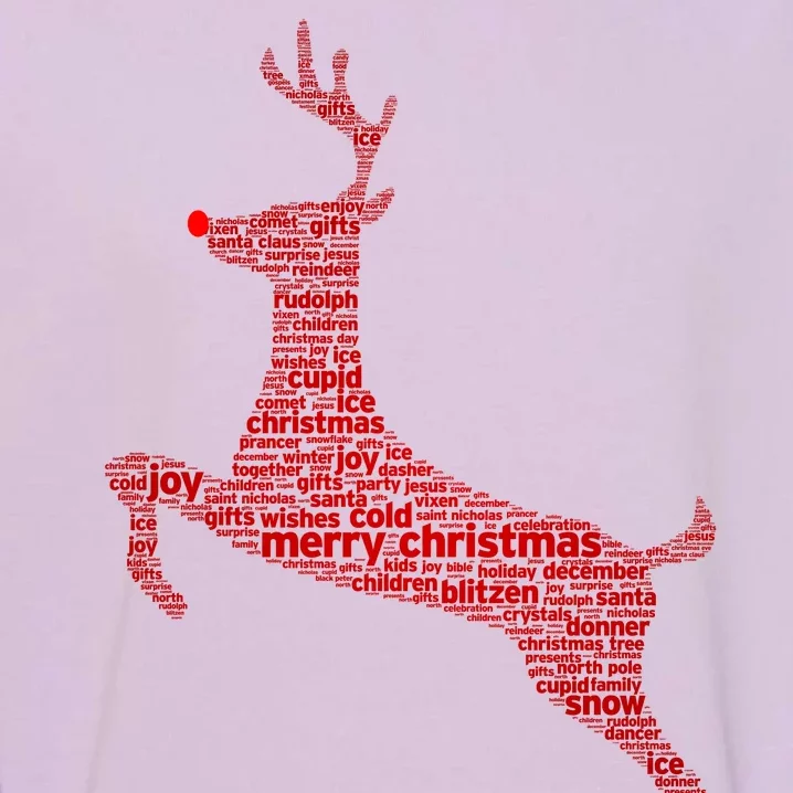 Wordy Reindeer Christmas Garment-Dyed Sweatshirt