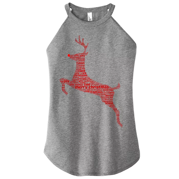 Wordy Reindeer Christmas Women’s Perfect Tri Rocker Tank