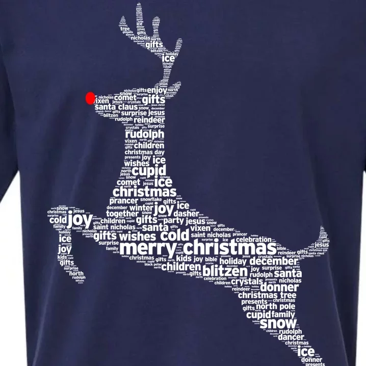 Wordy Reindeer Christmas Sueded Cloud Jersey T-Shirt