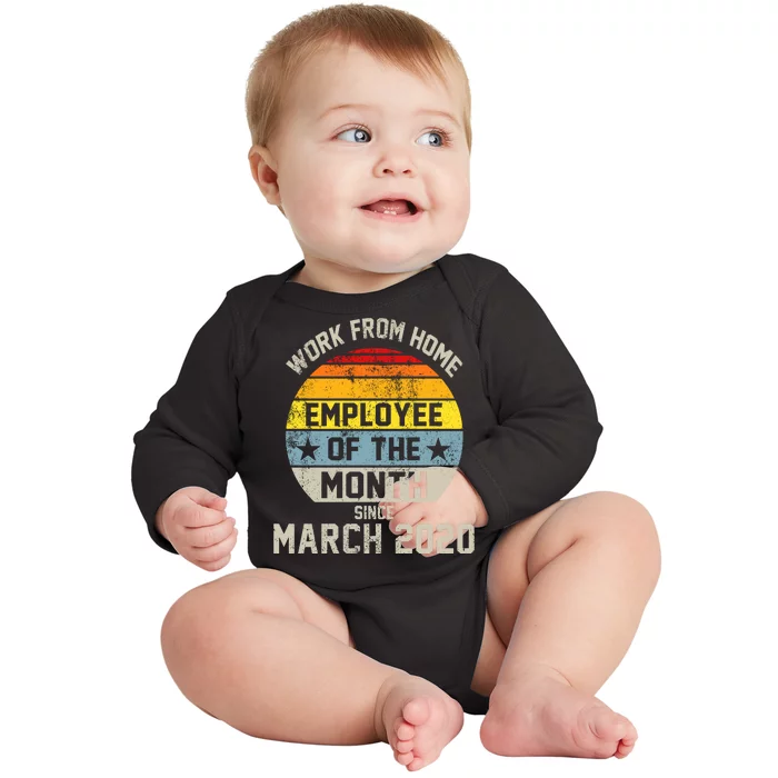 Work From Home Employee Of The Month Funny Pandemic Baby Long Sleeve Bodysuit