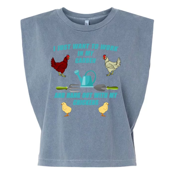 Work In My Garden Hang Out With My Chickens Garment-Dyed Women's Muscle Tee