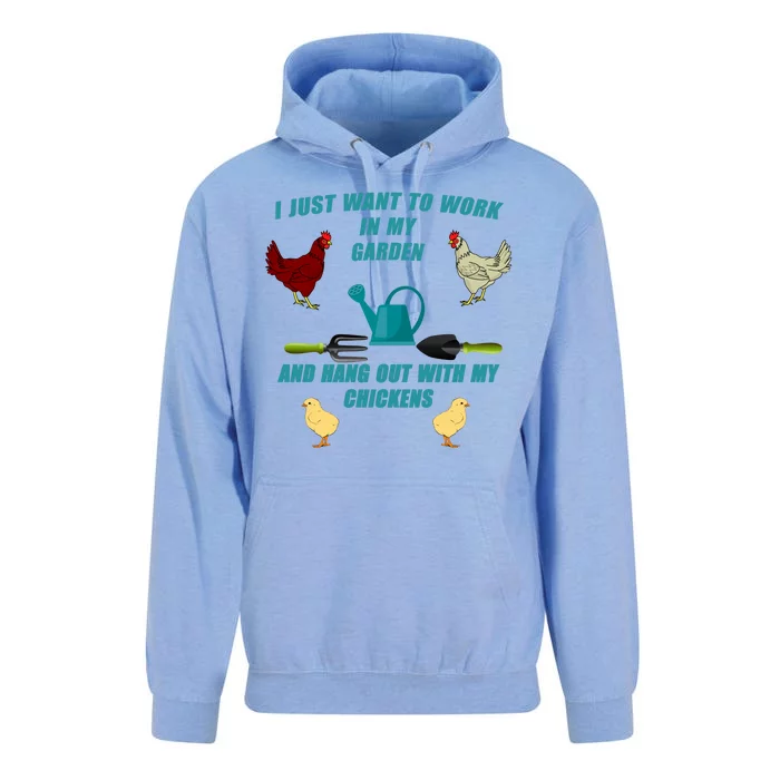 Work In My Garden Hang Out With My Chickens Unisex Surf Hoodie