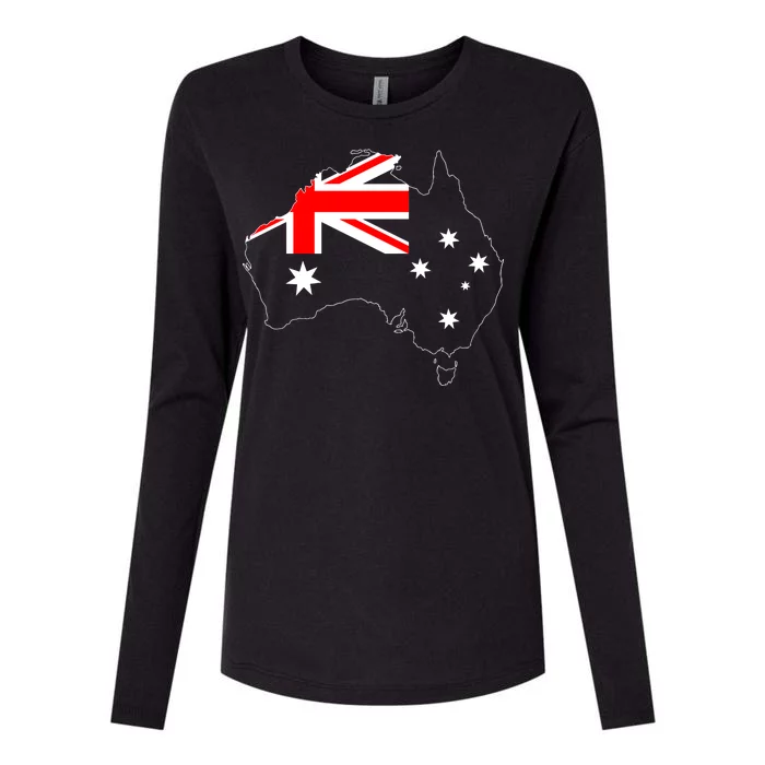 World Australia Map Flag Womens Cotton Relaxed Long Sleeve T-Shirt