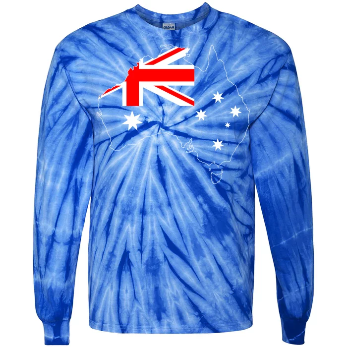 World Australia Map Flag Tie-Dye Long Sleeve Shirt