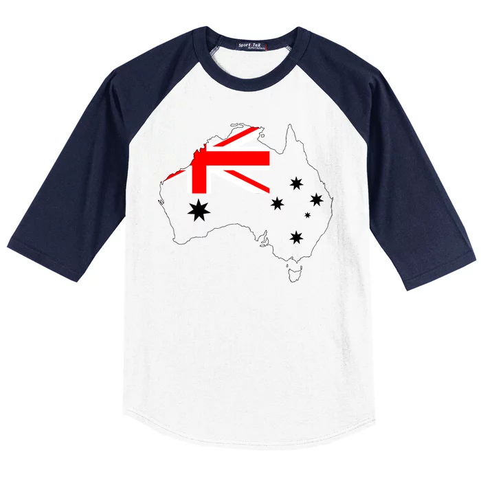 World Australia Map Flag Baseball Sleeve Shirt