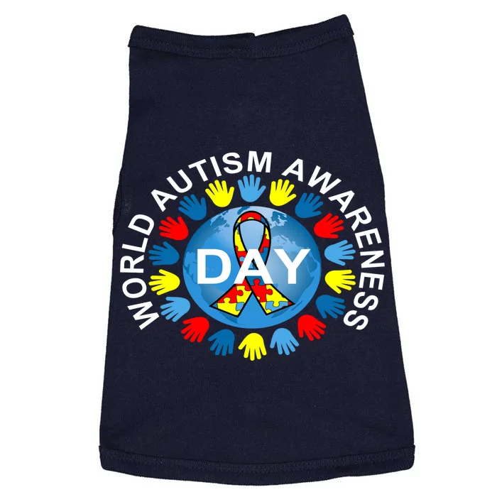 World Autism Awareness Day Earth Puzzle Ribbon Doggie Tank