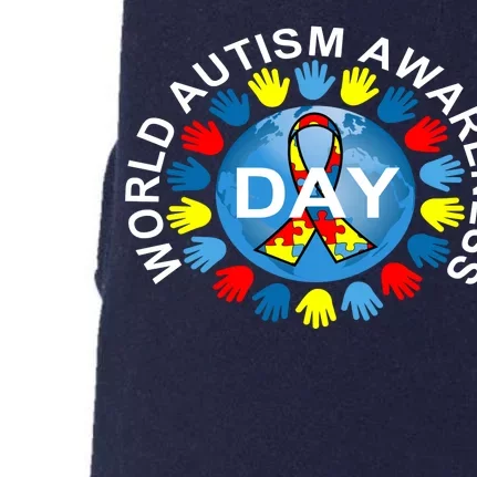 World Autism Awareness Day Earth Puzzle Ribbon Doggie 3-End Fleece Hoodie